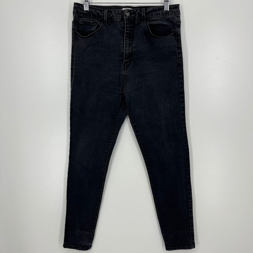 Forever 21 Womens High Rise Skinny Jeans Faded Black Size 30 Stretch Denim